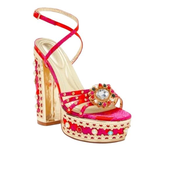 Azalea Wang Aline Platform Sandals in Red – Sz 11 - Picture 1 of 13